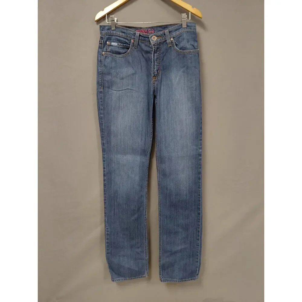 Cinch Jenna Blue Medium Wash Stretch Straight Leg Jeans Women Size 28